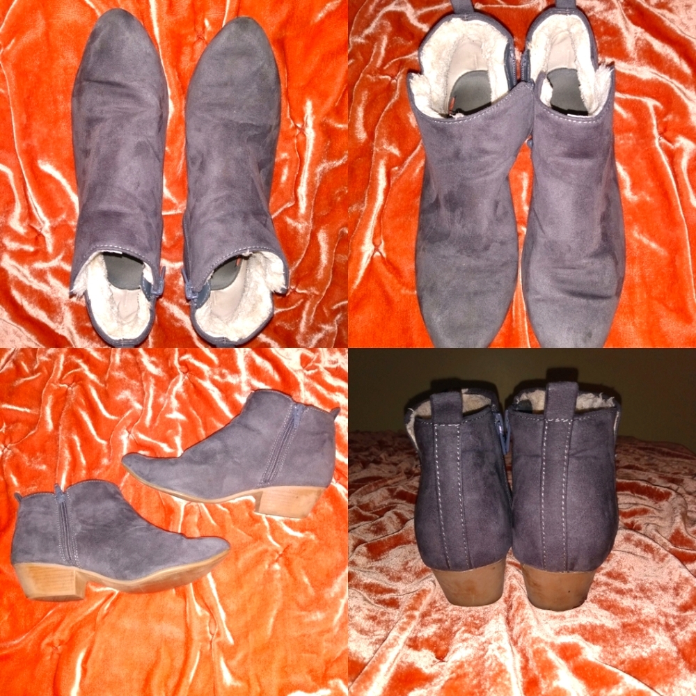 Gray suede Sherpa lined booties